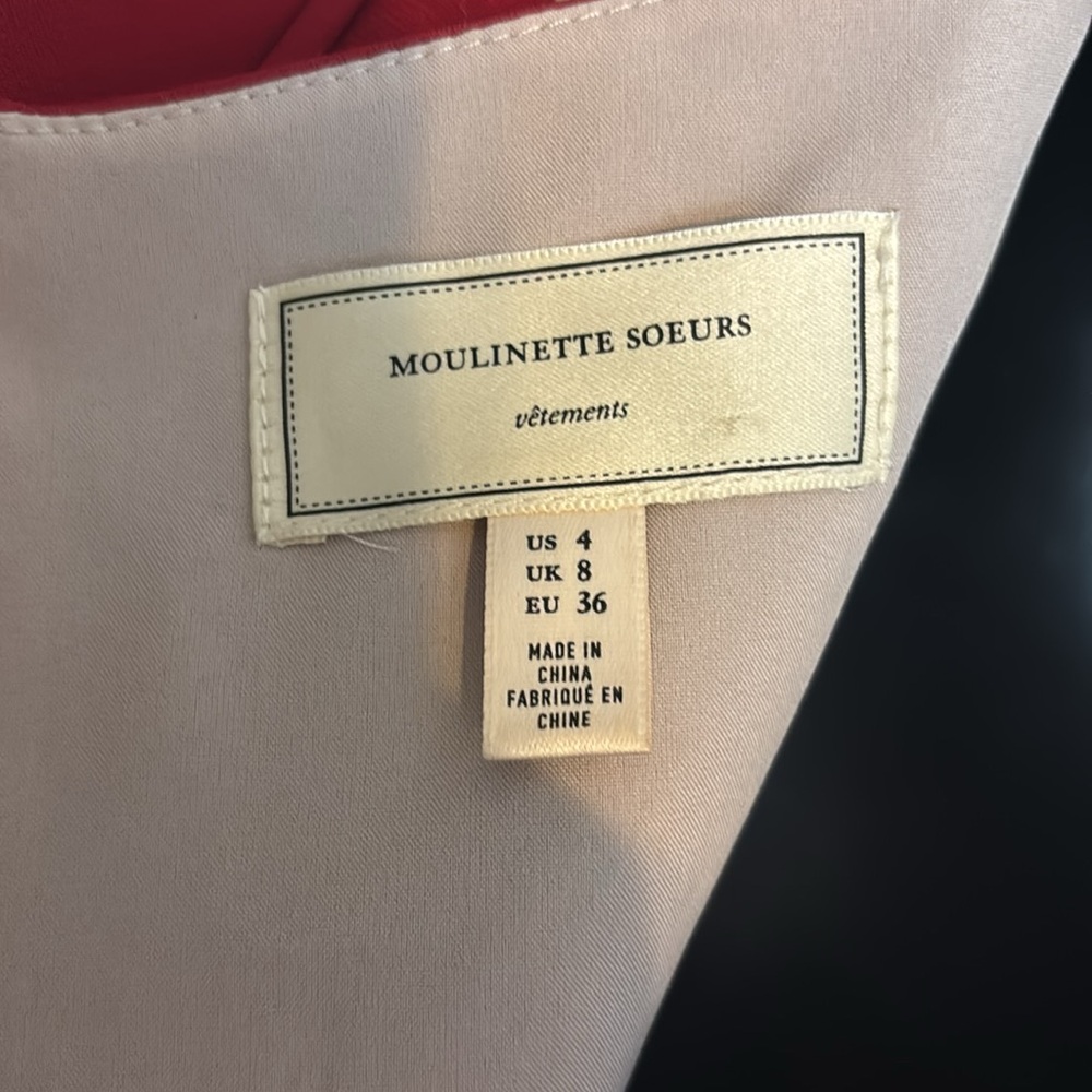 Anthropologie Moulinette Soeurs Red Laser Cut Dress Size 4 - Picture 5 of 7